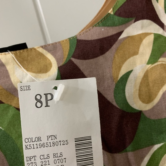Petite Sophisticate 8P Sun Dress Sleeveless multi print green mauve ivory - Picture 4 of 9